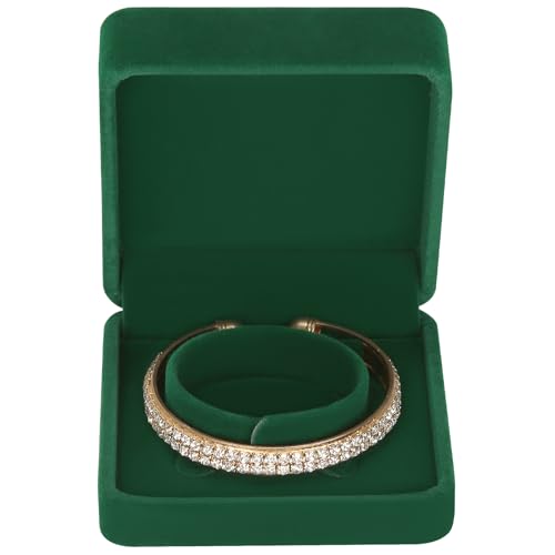 LETURE 4 Pieces Classic Velvet Bracelet Bangle Pendant Necklace Gift Box, Travel Jewelry Box Display Storage Case for Gift, Wedding, Engagement, Proposal, Birthday (4PCS Bracelet-GREEN) - color: 4PCS Bracelet-GREEN