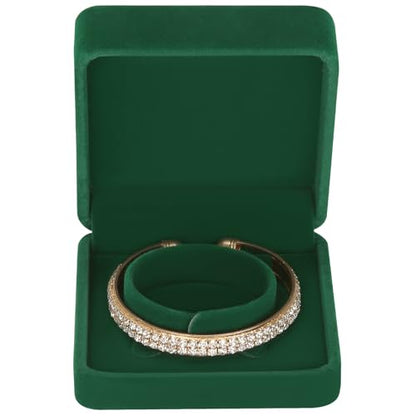 LETURE 4 Pieces Classic Velvet Bracelet Bangle Pendant Necklace Gift Box, Travel Jewelry Box Display Storage Case for Gift, Wedding, Engagement, Proposal, Birthday (4PCS Bracelet-GREEN) - color: 4PCS Bracelet-GREEN