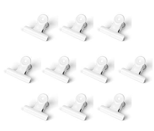 20 Pack 2 Inch Polished Steel Clips, Metal Bulldog Binder Clips, Large Hinge Paper Clips Clamps for Food Bags, Pictures Photos, Art Crafts, Home Office Supply (White) - color: White