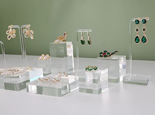 Transparent jewelry risers for selling, Acrylic risers for earring display, clear block ring riser tray for online business Photography【3.15 L x3.15 W x0.79 H inch】 - size: 3.15 L x3.15 W x0.79 H inch