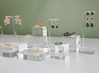Transparent jewelry risers for selling, Acrylic risers for earring display, clear block ring riser tray for online business Photography【3.15 L x3.15 W x0.79 H inch】 - size: 3.15 L x3.15 W x0.79 H inch