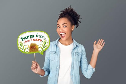 Corn Harvest Photo Booth Props – 12 Funny Farm Signs for Fall Festival, Pumpkin Patch, Country Fair & Barn Party Decoration Kit - style: Corn
