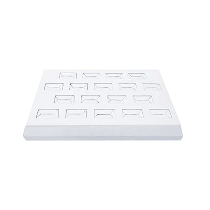 MOOCA 18 Slots Ring Tray Display, Slotted Ring Showcase Display Jewelry Organizer Stand, Jewelry Holder for Showcase, Premium White Leatherette - color: White Faux Leather, 18 slots