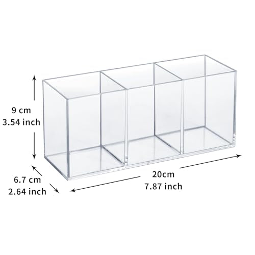 elysolpluv Clear Acrylic Silverware & Pen Organizer Caddy, Transparent Plastic Silverware Holder, Perfect for Office, Bedroom, and Bathroom Storage