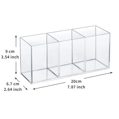 elysolpluv Clear Acrylic Silverware & Pen Organizer Caddy, Transparent Plastic Silverware Holder, Perfect for Office, Bedroom, and Bathroom Storage