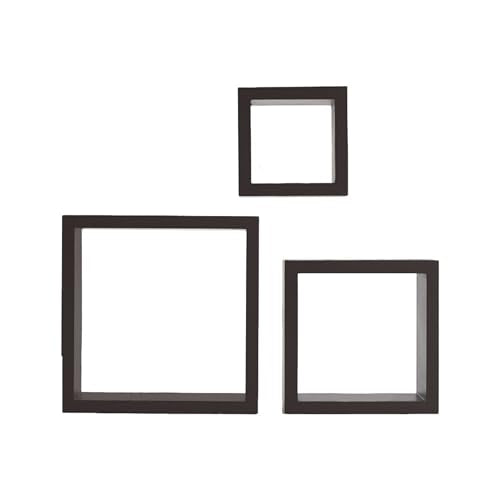 MELANNCO Floating Wall Square Cube Shelves for Bedroom, Living Room, Bathroom, Kitchen - Wood, Set of 3, Espresso - color: Espresso, size: Set of 3