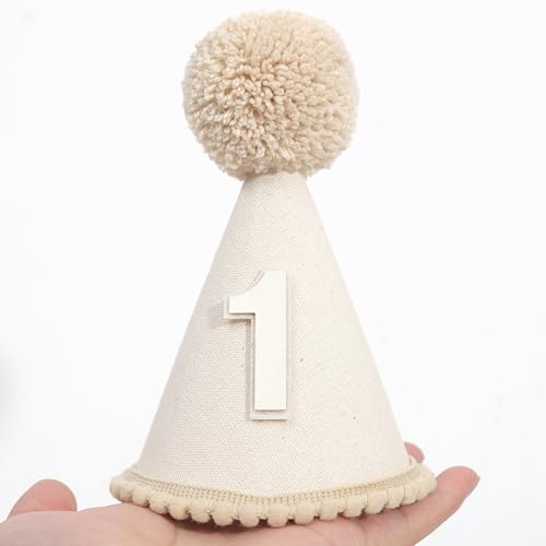 Boho First Birthday Hat-Natural 1st Birthday Boho Decorations,One Birthday Costume Headwear,Cake Smash Photo Prop - color: Beige