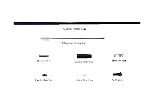 Long Cigarette Holder for Women - Extendable and Functional as Cigarette Filters with Natural Filter Stone | Detachable for Cleaning | Fits Virginia Slim and Other Hand Rolled 23mm Cigarettes