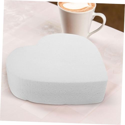 OSALADI Heart Shaped Foam Cake Model 10 Inch Baking Practicing Tool White Foam Bakery Cake Decorating Prop for Wedding Party Photography