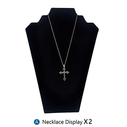 MOOCA 11 Pcs Black Velvet Jewelry Displays Set, Earring Holder, Necklace Display, Bracelet Set - color: Style 1, Black Velvet, 11 Piece