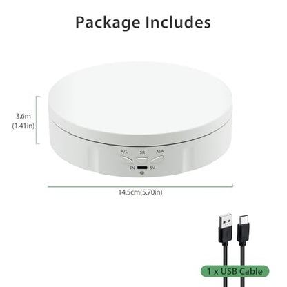 Mcbazel Motorized Rotating Display Stand, 5.7inch 360 Degree Electric Spinning Turntable Display Stand for Photography Shows/Jewelry/Watch/3D Models/Cake/Cup Ect,Load-Bearing Capacity is About 10kg - color: White+5.7inch