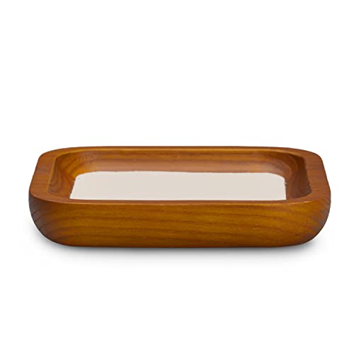 Oirlv Solid Wood Jewelry Display Tray Small Jewelry Tray Rings Earrings Bracelets Necklace Holder Organizer(Small, Creamy-white) - color: Creamy-white, size: 3.93"x 3.93"x 0.59"