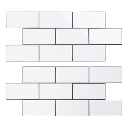 Peel and Stick Backsplash Tile, 20 Sheets White Subway Tile Backsplash for Kitchen and Bathroom, Waterproof Self Adhesive Wall Tile, Heat Resistant, Easy DIY Install, Covers 9.2 Sq.Ft - color: White-black