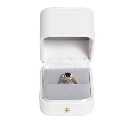 Velvet Ring Gift Box, Small Jewelry Earring Studs Holder Case for Wedding Day, Proposal, Engagement, Anniversary, Ring Display Storage Box for Women Girl (White S) - color: White S