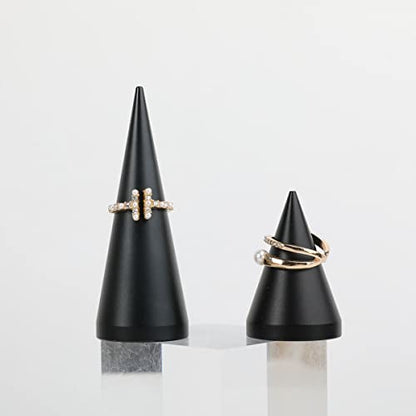 2pcs Black Ring Display - Wedding Ring Holder for Nightstand, 2" & 3.1" Heights - color: Black