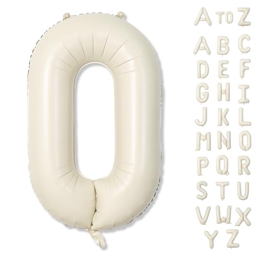 Custom 40 Inch Giant Foil Letter Balloons for Women's Birthday Party - Cream White Beige O, Helium Self Inflating Mylar Alphabet - color: Cream, size: Letter O