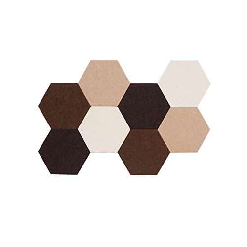 LAJAR Hexagon Felt Bulletin Board Tiles, 8 Pcs Self Adhesive Pin Board Wall Tiles for Photos, Pictures, Memos (Camel) - color: Camel