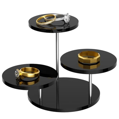 Round Acrylic Display Riser Stands, 3 Tier Jewelry Display Stands for Rings Earrings Mini Figurines 1 Pack(Black) - color: Black