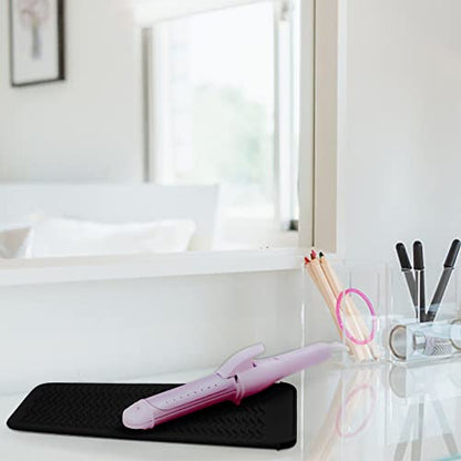 1Pack Silicone Heat Resistant Mat Pouch for Hair Straightener, Curling Iron, Flat Iron and Hot Hair Tools Black - color: Black, size: 1 Pack