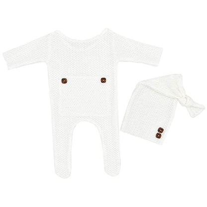 Zeroest Newborn Photography Props Boy Outfits Baby Photo Props Outfit Newborn Boy Photo Shoot Hat Set (White) - color: White