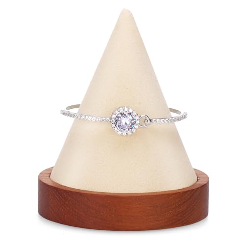 Conical Bracelet Bangle Watch Holder with Wooden Base Exquisite Size for Vendors Exhibit Trade Shows Retail Stores (Old Lace) - color: Old Lace