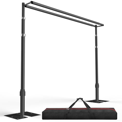 EMART Backdrop Stand Heavy Duty 10x10Ft, Double Crossbar Pipe and Drape Photo Background Support Kit, Adjustable Metal Frame with Flat Base for Wedding Birthday Party Decoration-Black - color: Black, size: 10×10FT