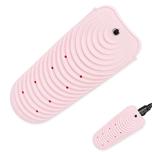 Heat Insulating Silicone Mat Pouch for Hair Straightener, Anti-Slip Travel Pad Cover for Curling & Flat Iron, Portable Styling Heat Mat Holder for Curler Wand and Hot Waver (Pink) - color: Pink