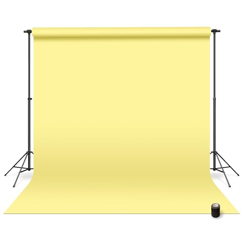 Denny Manufacturing - Seamless Paper Backdrop for Photography, Yellow Seamless Paper Roll - Lemon Yellow (107 in x 36 ft) Includes Free Roll Black Gaffer Tape (2 in x 13 ft) - color: Lemon Yellow, size: 107 in x 36 ft