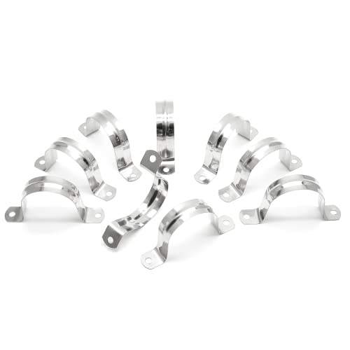 10Pcs 1-3/4 Inch Stainless Steel Conduit Clamps, Two Hole Strap U Bracket Rigid Pipe Strap Metal U Clamp Conduit Strap Tension Clips U-tube Clamp Heavy Duty - size: 1-3/4" / 45mm