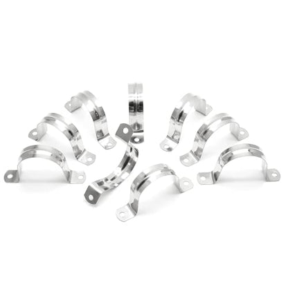 10Pcs 1-3/4 Inch Stainless Steel Conduit Clamps, Two Hole Strap U Bracket Rigid Pipe Strap Metal U Clamp Conduit Strap Tension Clips U-tube Clamp Heavy Duty - size: 1-3/4" / 45mm