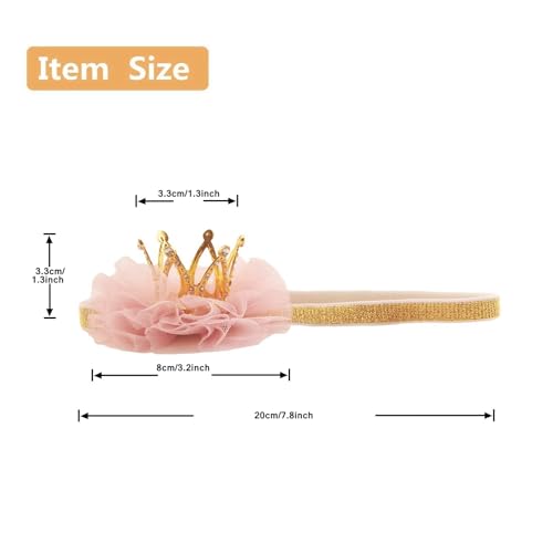 Nishine 1.3"x1.3" Mini Baby Girl Tulle Crown Headband Toddler Princess Crown Tiaras Birthday Photography (Gold, Elastic) - color: Gold