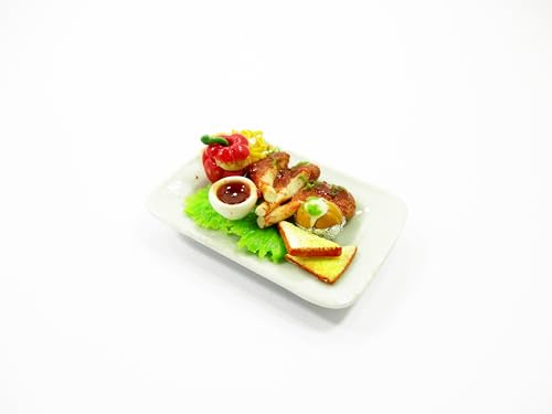 1:6 Dollhouse Miniatures Food Steak Lamb Leg Baked Potato On Plate Supply 14676