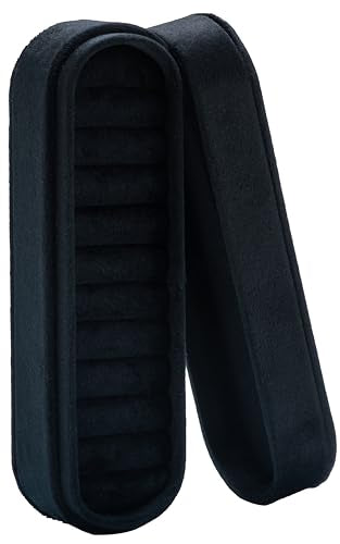 Velvet Small Multiple Ring Box Portable Organizer Display Storage Travel Case Jewelry Earring Holder for Wedding Birthday Christmas Day (Black) - color: Black
