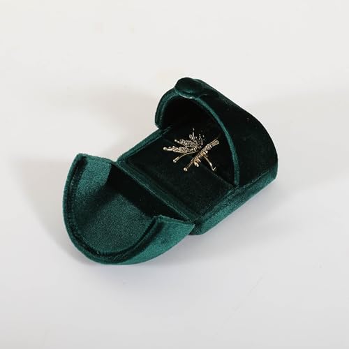 Dark Green Velvet Jewelry Organizer Box, Soft Lined Jewelry Display Holder with Luxury Design, Elegant Jewelry Display Case for Women【Ring Storage, Dark Green】 - color: Dark Green