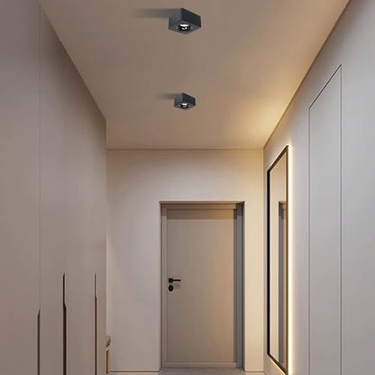 LED Dimmable Square Ceiling Spotlight Aluminum Black Wide 4.61 in Ultra-Thin 2.16 in Downlight Modern Ceiling Mounted Spot Light Fixture for Living Room Hallway Foyer CRI 98 12W 3000K 002 - color: Black, size: Square-12W-Dimmable