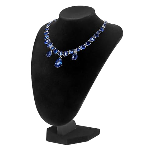 TENINYU Professional 3D Necklace Display Stand, Black Velvet Jewelry Bust Holder, 9.6 Inch Chain Organizer Tower for Home Display (Black) - color: Black
