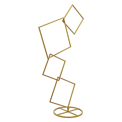 6.27FT Gold 4 Square Hoop Backdrop Stand, 4-Tier Detachable Wedding Metal Flower Arch Kit Frame for Photo Booth Background, Flower Display Background Decoration for Birthday Party (Square) - style: Square