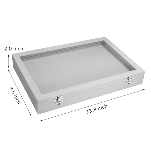 Vicoter Rings Organizer Tray 100 Slot Velvet Ring Earring Storage Box TranSparent Cover Jewelry Store Ring Display Box Jewelry Display Cabinet for Girl Wife Mother - color: Grey