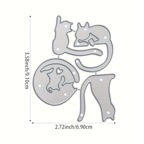 Lapoo 3D Backgrounds Metal Cutting Die for Scrapbooking, New Cutting Dies DIY Album Card Making Decor Paper Craft Metal Die Cuts Party Wedding Decorations (Cute Cat 3.6 x 2.7 in) - color: Cute Cat 3.6 x 2.7 in