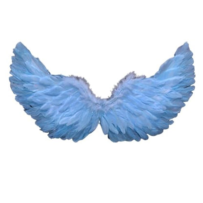 Fairy Wings Angel Feather Wings with Elastic Straps Costume Cosplay Photography Props Halloween Supplies - color: Light Blue, size: 23.62"X7.87"