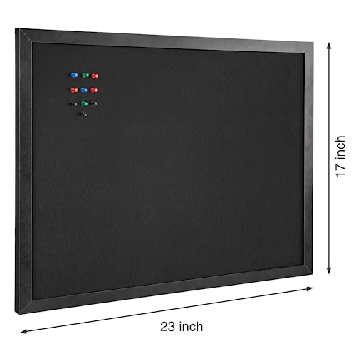 OWLKELA 17'' x 23'' Cork Board with Felt, Vision Board and Decorative Hanging Pin Board, Black Framed Display Bulletin Board for Walls, Ideal for Office, School and Home - size: 23" x 17"