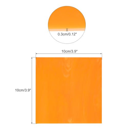 MECCANIXITY Stained Glass Sheet Mosaic Tile 3.9 Inch x 3.9 Inch Orange Red Stained Glass Sheets for Crafts DIY, Art Project - color: Orange Red