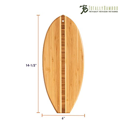 Totally Bamboo Lil' Surfer Surfboard Shaped Bamboo Serving and Cutting Board, 14-1/2" x 6 - size: 14"L x 6"W