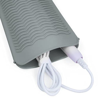 1Pack Silicone Heat Resistant Mat Pouch for Hair Straightener, Curling Iron, Flat Iron and Hot Hair Tools Grey - color: Grey, size: 1 Pack