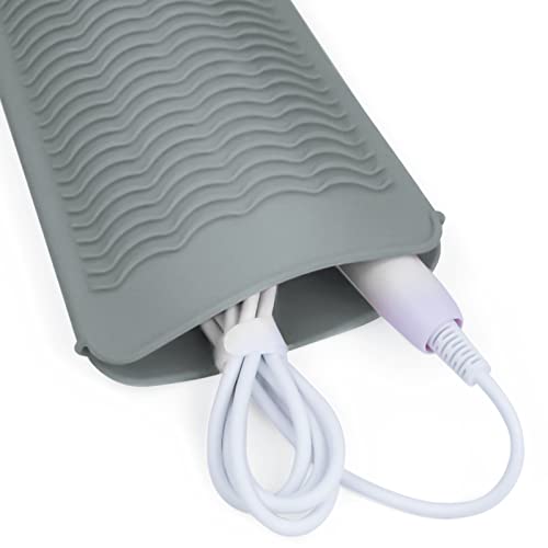 2PCS Silicone Heat Resistant Mat Pouch for Hair Straightener, Curling Iron, Flat Iron and Hot Hair Tools Grey 2 Pack - color: Grey, size: 2 Pack