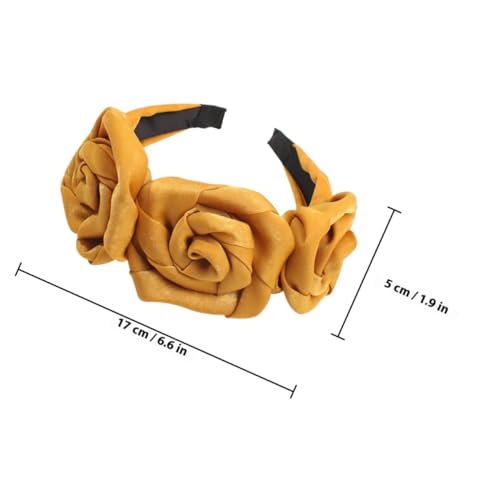 Beaupretty Rose Flower Headbands for Women 2pcs Floral Hairbands with Fabric Material Yellow and Red Colors Suitable for Spa Makeup and Face Washing Hair Accessories