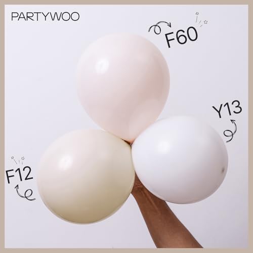 PartyWoo Beige Balloons 128pcs Different Sizes of 18 12 10 5 Inch Boho Cream Ivory Neutral Balloon Arch Kit Garland for Bridal Shower Graduation Baby Shower Birthday Party Decorations White-F60 - color: White-f60