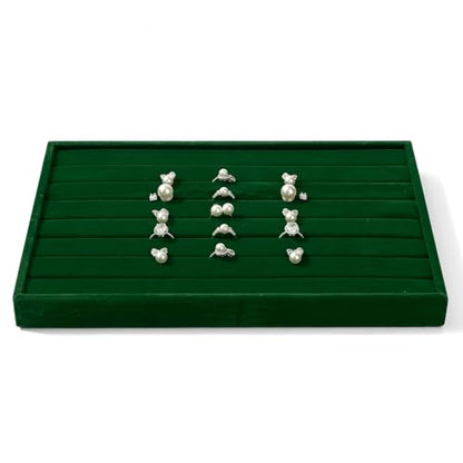 7 Slots Velvet Jewelry Tray Ring Earring Display Tray Jewelry Drawer Organizer Ring Earring Holder Storage (Green) - size: 7 Slot