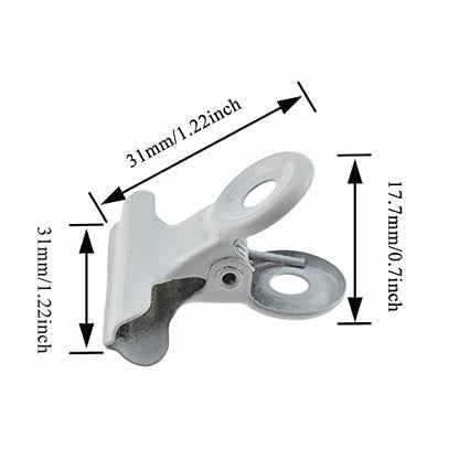HAHIYO 1.25inch White Bulldog Clips Metal File Hinge Binder Clips Clamps Save Space Strong Spring Jaws Rock Solid Grip Book Lay Flat Deburred Edge for Hang Photos Wall Grid Dog Food 20PCS - size: White-1.25in-20P