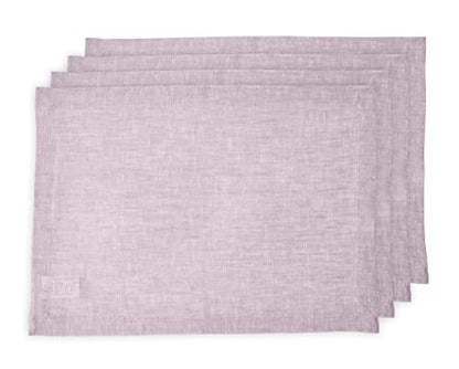 Solino Home Linen Placemats Set of 4-100% Pure Linen Chambray Lavender Cloth Placemats 14 x 19 Inch for Spring, Summer - Athena - color: 03: Lavender Chambray, size: 14" X 19" (Set of 4)